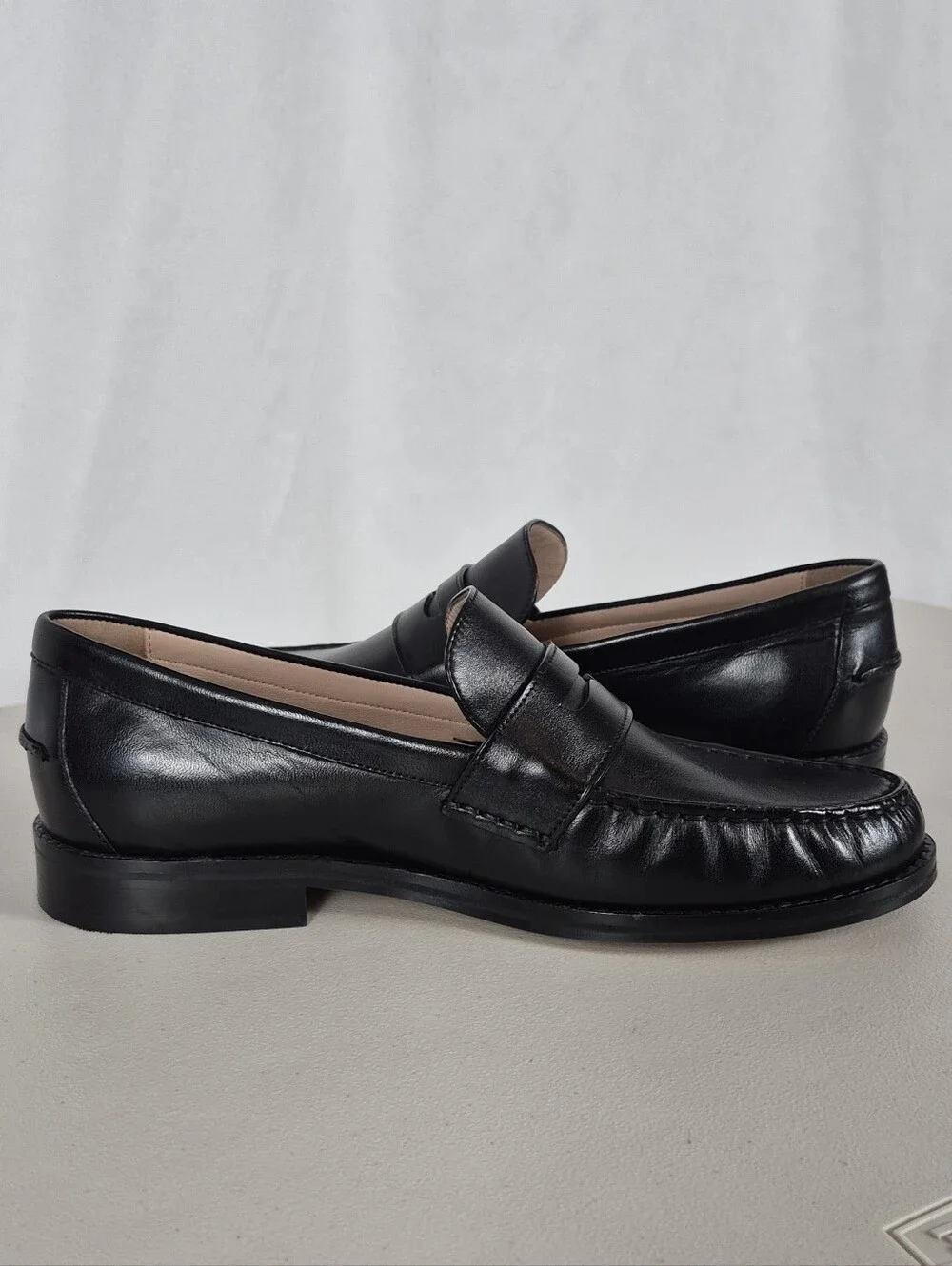 Cole Haan Women's Lux Pinch Classic Black Leather Penny Loafers - Size 7.5